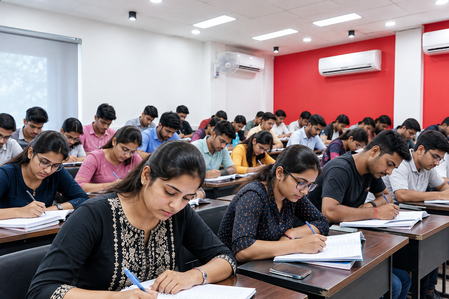 Students attending a classroom session at Pratistha Education
